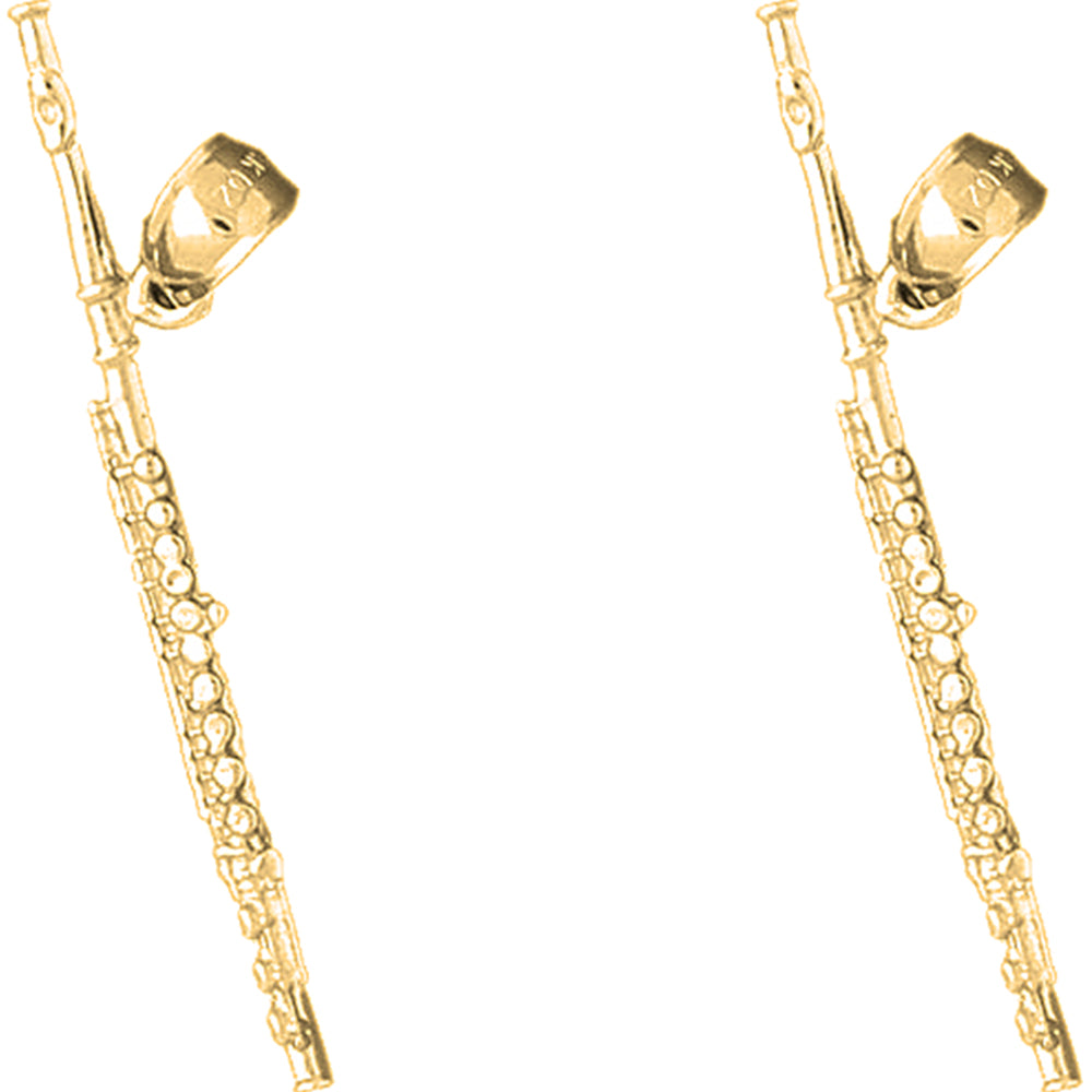 14K or 18K Gold 44mm Flute Earrings