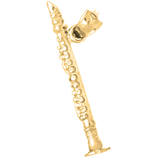 Yellow Gold-plated Silver 3D Clarinet Pendant