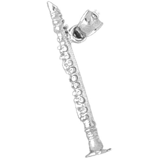 Sterling Silver 3D Clarinet Pendant