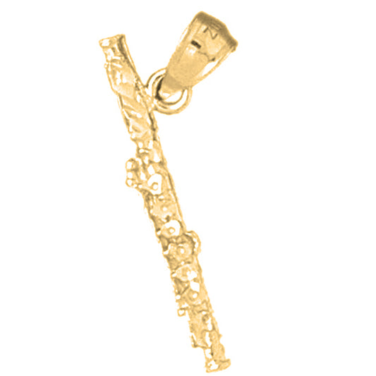 Yellow Gold-plated Silver 3D Flute Pendant