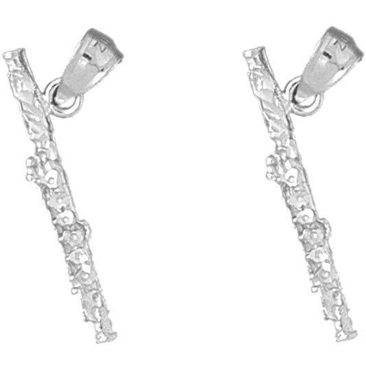 Sterling Silver 27mm 3D Flute Earrings