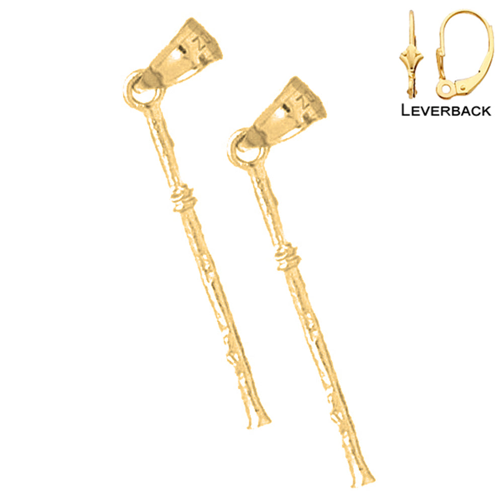 14K or 18K Gold 3D Flute Earrings