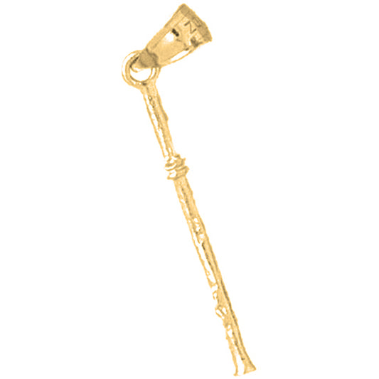 Yellow Gold-plated Silver 3D Flute Pendant