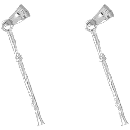 Sterling Silver 31mm 3D Flute Earrings