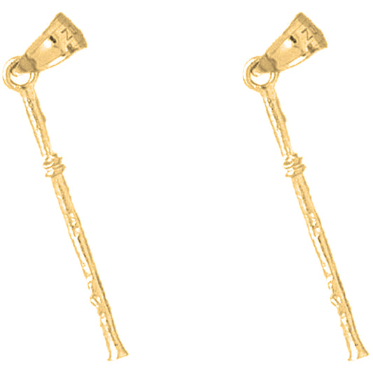 Yellow Gold-plated Silver 31mm 3D Flute Earrings