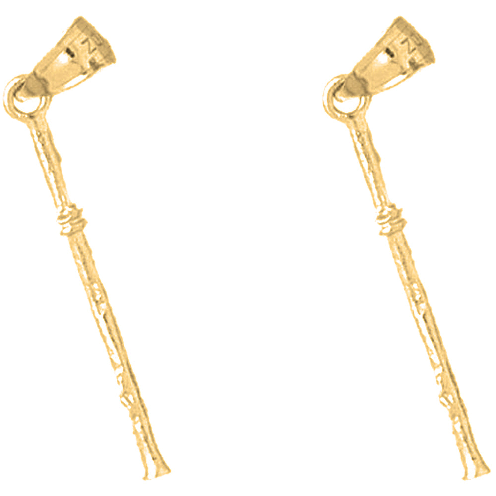 14K or 18K Gold 31mm 3D Flute Earrings