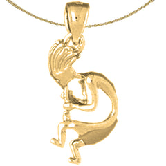 Sterling Silver 3D Cocopelli Pendant (Rhodium or Yellow Gold-plated)