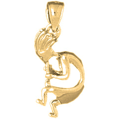 Yellow Gold-plated Silver 3D Cocopelli Pendant