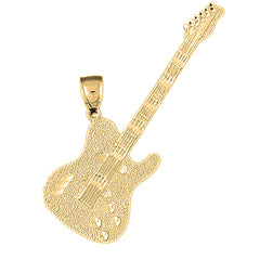 Yellow Gold-plated Silver Electric Guitar Pendant