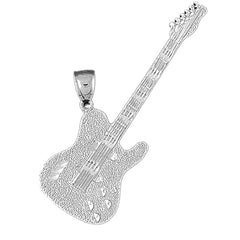 Sterling Silver Electric Guitar Pendant