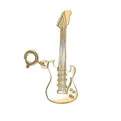 Yellow Gold-plated Silver Electric Guitar Pendant