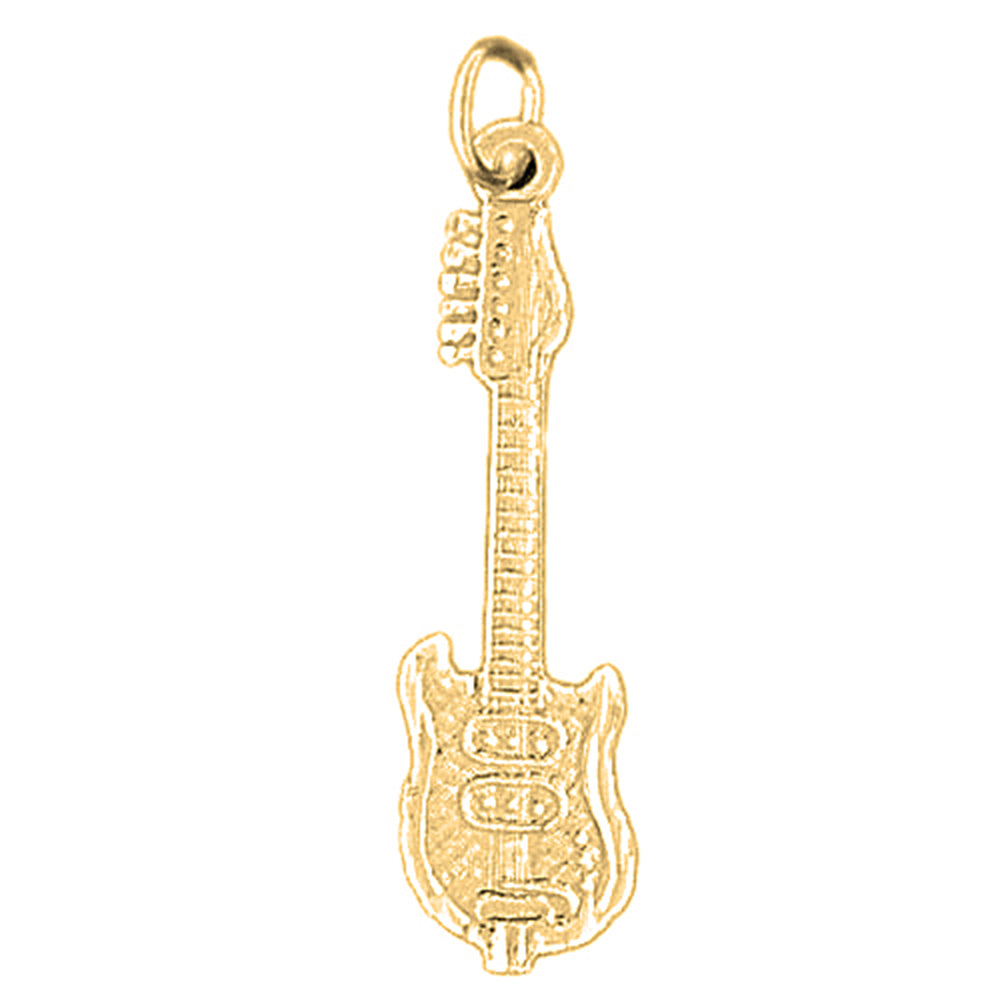 Yellow Gold-plated Silver Electric Guitar Pendant