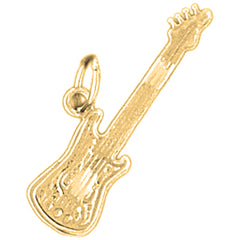 Yellow Gold-plated Silver Electric Guitar Pendant