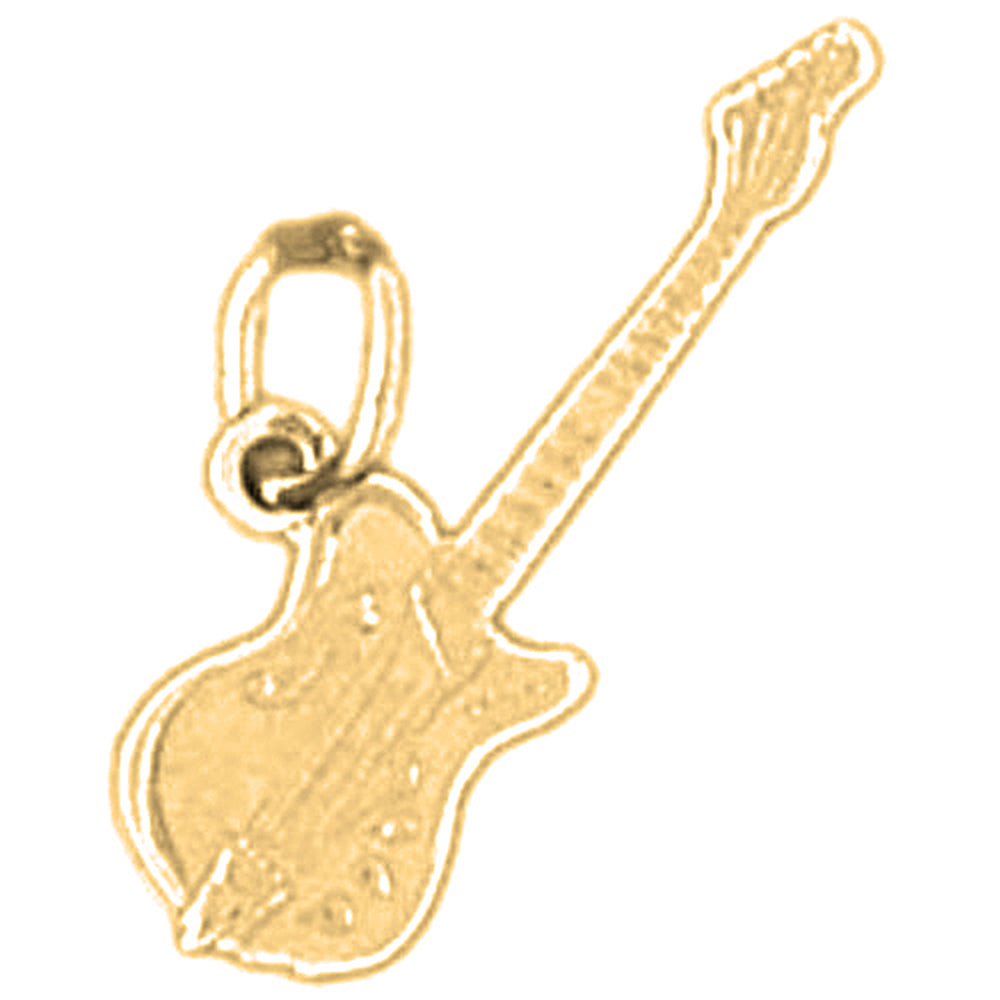 Yellow Gold-plated Silver Electric Guitar Pendant
