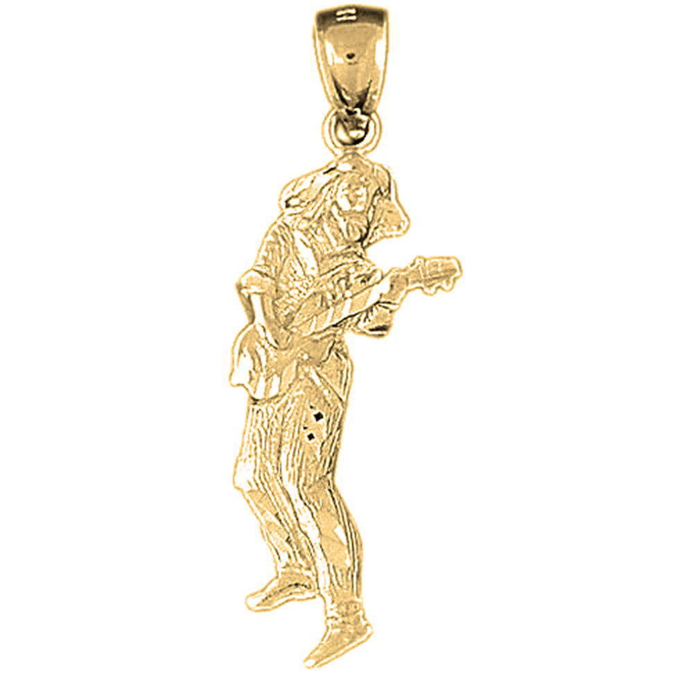 Yellow Gold-plated Silver Guitarist Pendant