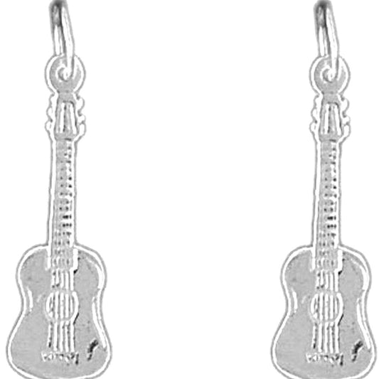 Sterling Silver 25mm Acoustic Guitar Earrings