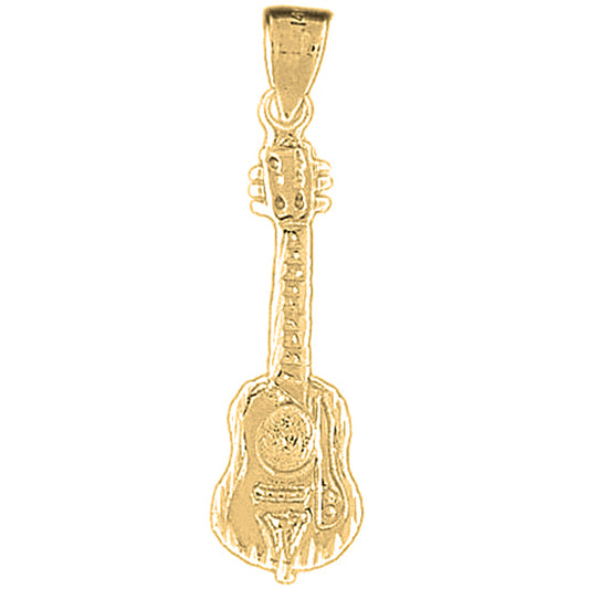 Yellow Gold-plated Silver Accoustic Guitar Pendant