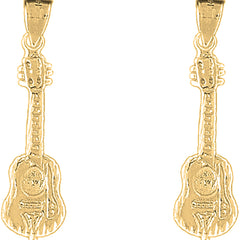 14K or 18K Gold 31mm Acoustic Guitar Earrings