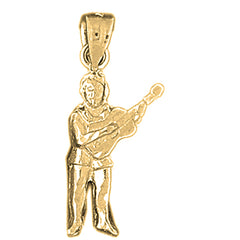 Yellow Gold-plated Silver Guitarist Pendant