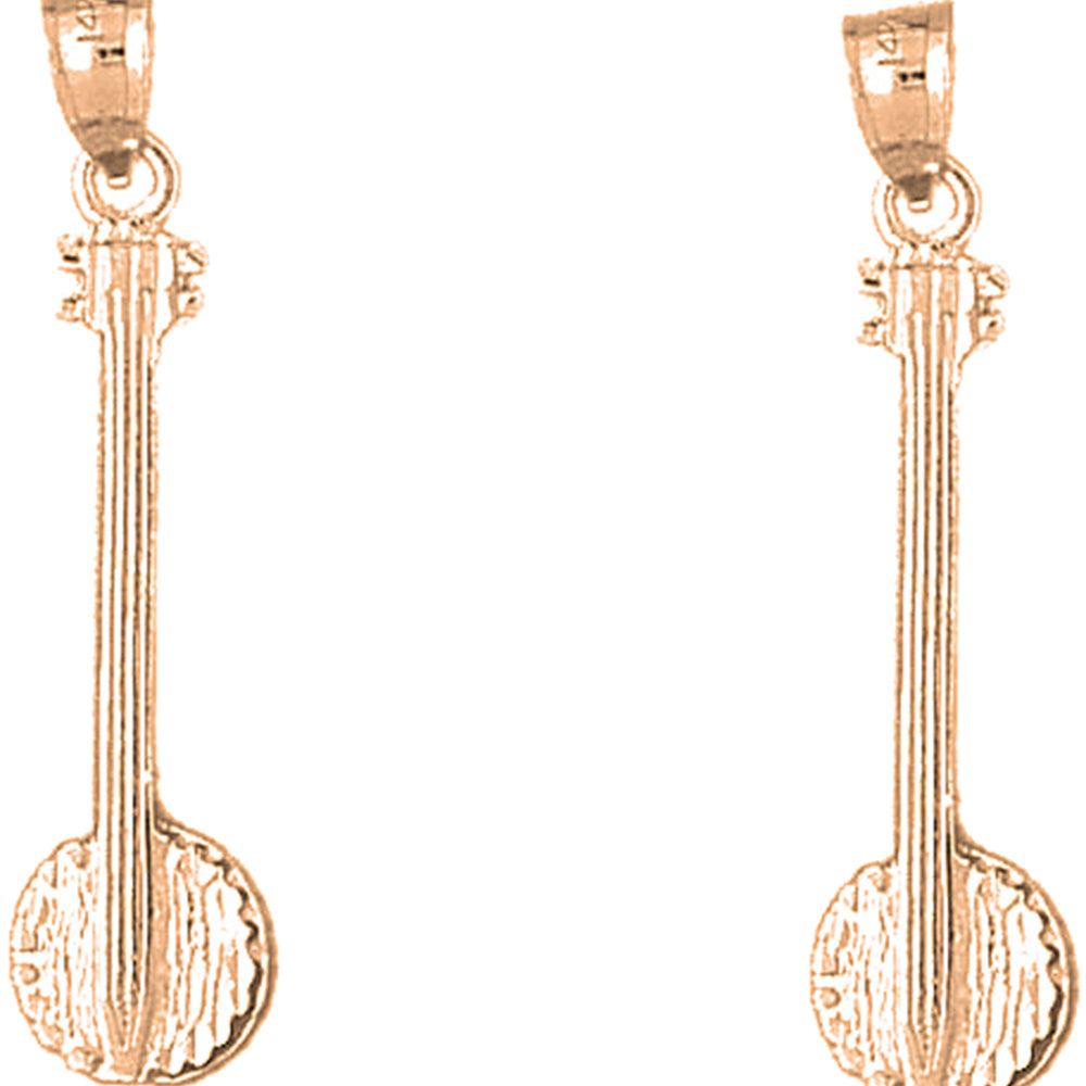 14K or 18K Gold 37mm Banjo Earrings