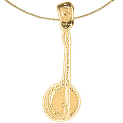 Sterling Silver Banjo Pendant (Rhodium or Yellow Gold-plated)