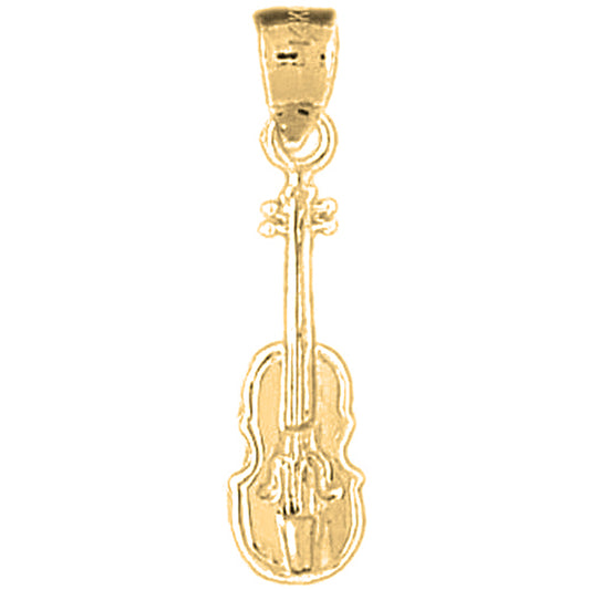 Yellow Gold-plated Silver Violin, Viola Pendant