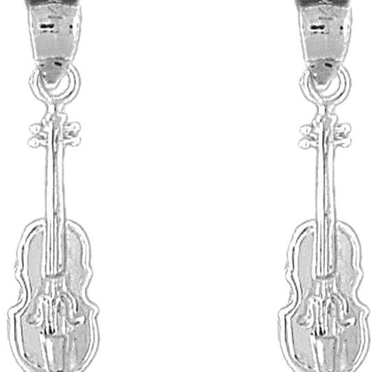 Sterling Silver 27mm Violin, Viola Earrings