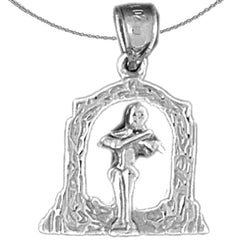 Colgante de plata de ley con ángel tocando el violín (bañado en rodio o oro amarillo)
