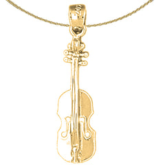 Sterling Silver Violin, Viola Pendant (Rhodium or Yellow Gold-plated)