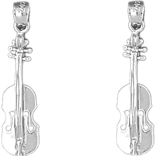 14K or 18K Gold 30mm Violin, Viola Earrings