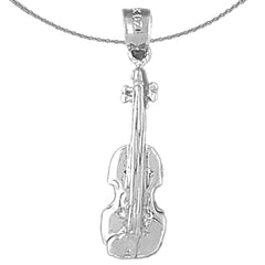Colgante de viola y violín de plata de ley (chapado en rodio o oro amarillo)