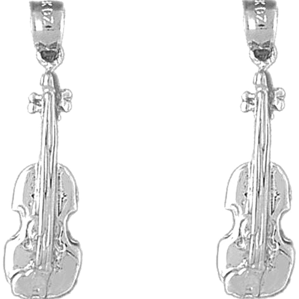 Sterling Silver 31mm Violin, Viola Earrings