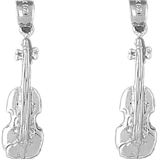Sterling Silver 31mm Violin, Viola Earrings