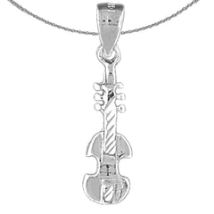 Sterling Silver Violin, Viola Pendant (Rhodium or Yellow Gold-plated)