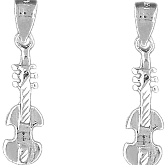 Sterling Silver 27mm Violin, Viola Earrings