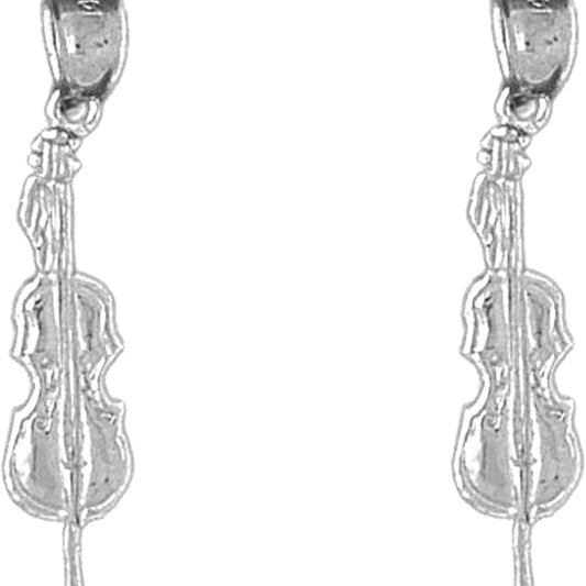 Sterling Silver 30mm Violin, Viola Earrings