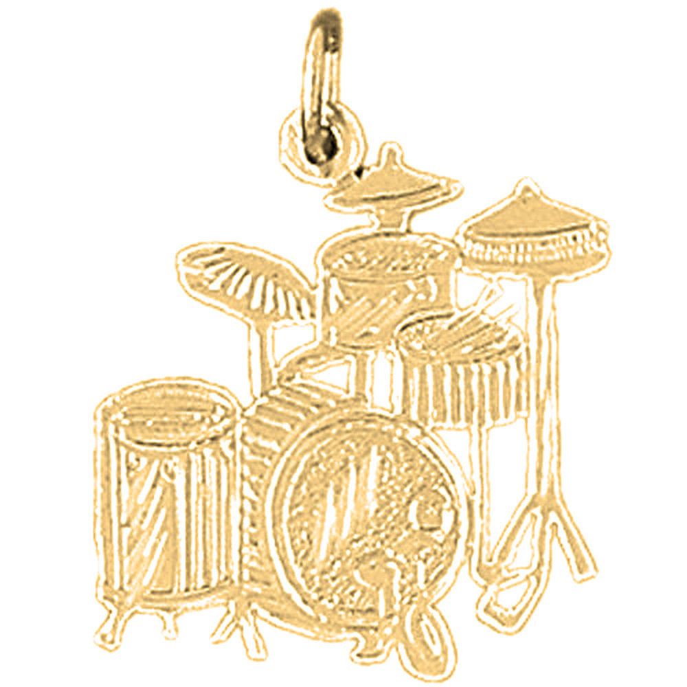 Yellow Gold-plated Silver Drums Pendant
