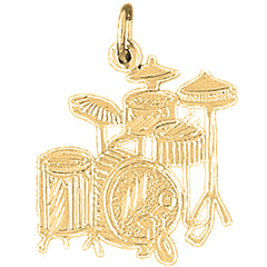 Yellow Gold-plated Silver Drums Pendant