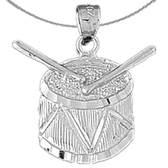 Sterling Silver Snare Drum Pendant (Rhodium or Yellow Gold-plated)