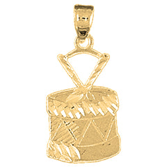 Yellow Gold-plated Silver Snare Drum Pendant