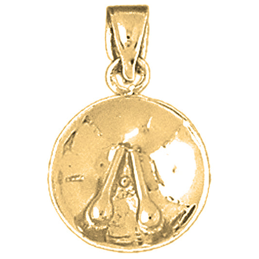 Yellow Gold-plated Silver Steel Drums Pendant