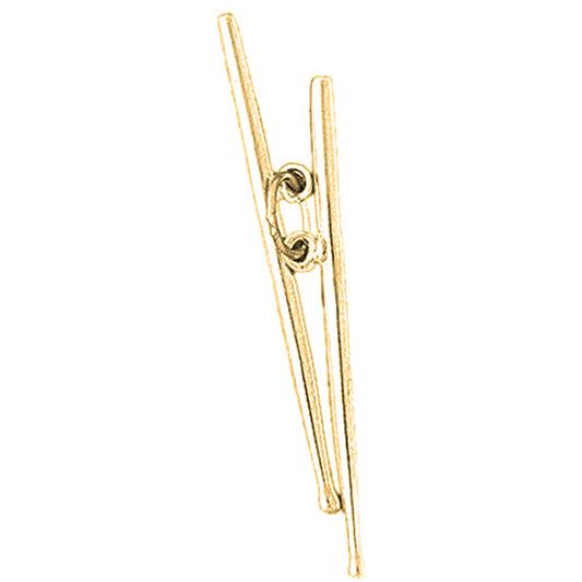 Yellow Gold-plated Silver Drum Sticks Pendant