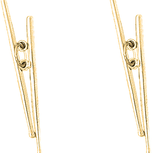 Yellow Gold-plated Silver 36mm Drum Sticks Earrings