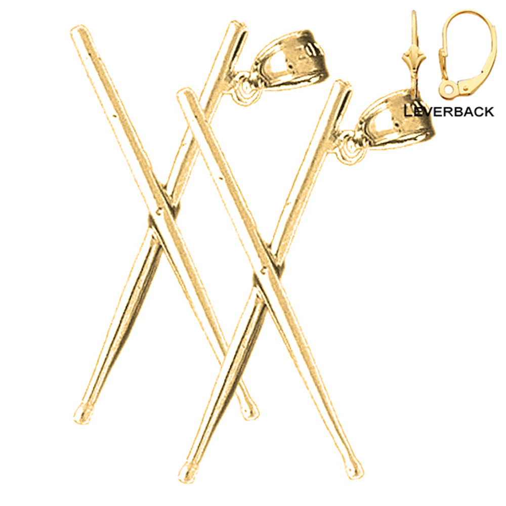 14K or 18K Gold 3D Drum Sticks Earrings