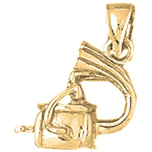 Yellow Gold-plated Silver 3D Record Player Pendant