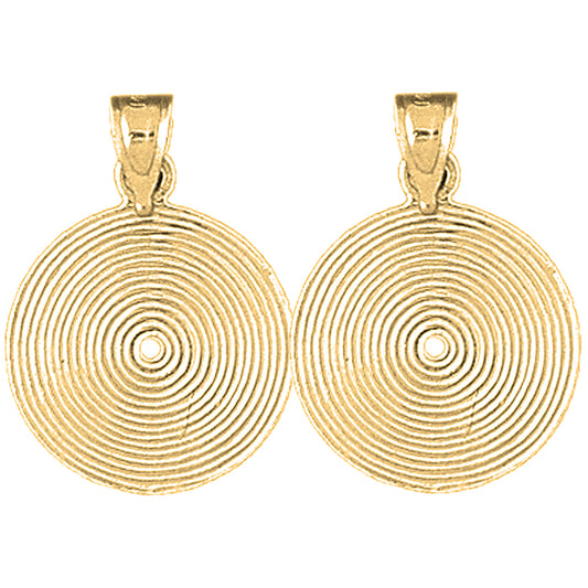 Yellow Gold-plated Silver 22mm Record Earrings