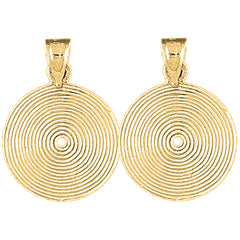 Yellow Gold-plated Silver 22mm Record Earrings