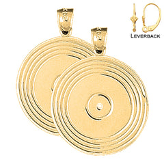 Sterling Silver 30mm Record Earrings (White or Yellow Gold Plated)