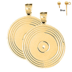 Sterling Silver 30mm Record Earrings (White or Yellow Gold Plated)