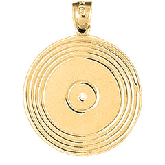 Yellow Gold-plated Silver Record Pendant
